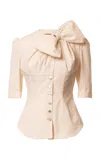 Lena Hoschek Bow Embellished Cotton Top In White