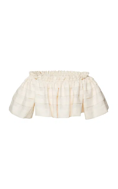 Lena Hoschek Cäcilia Off-the-shoulder Linen Blouse In White