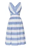 Lena Hoschek Caterina Striped Stretch-cotton Midi Dress In Blue