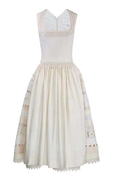 Lena Hoschek Ceremony Linen Dirndl Midi Dress In White