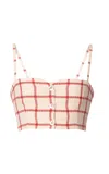 Lena Hoschek Chirpy Cotton Plaid Crop Top In Red
