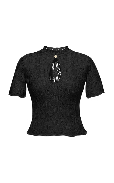 Lena Hoschek Choupette Cotton-blend Knitted Top In Black