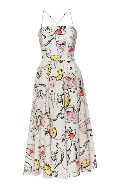 Lena Hoschek Cincin Printed Stretch-cotton Midi Dress In Multi