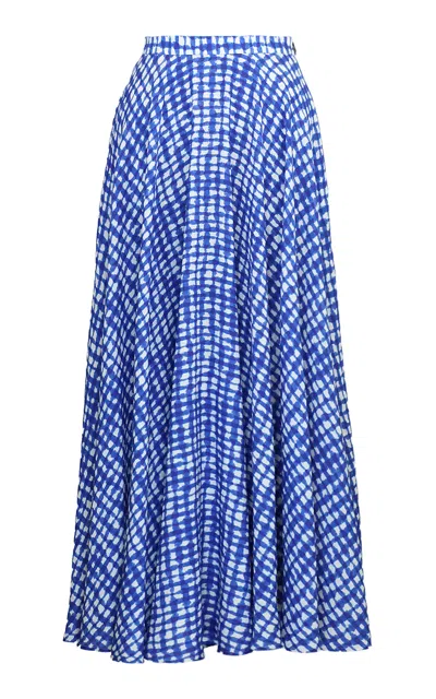 Lena Hoschek Country House Cotton-blend Maxi Skirt In Blue