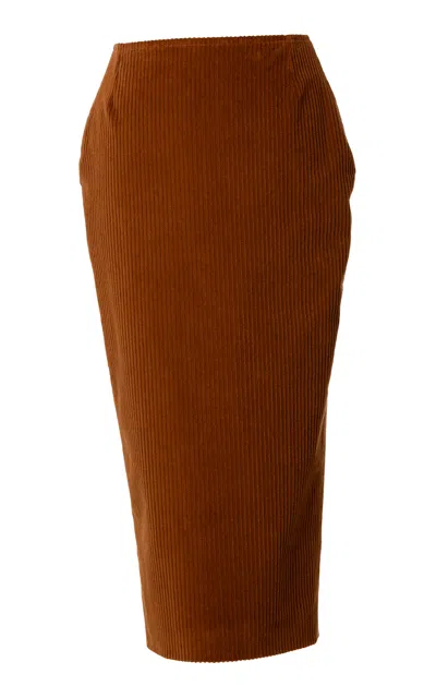 Lena Hoschek Easy Access Cotton Pencil Skirt In Brown