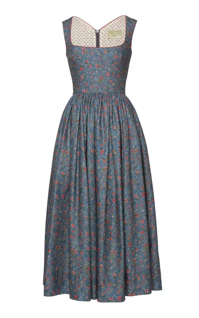 Lena Hoschek Elouise Printed Cotton Midi Dress In Gray