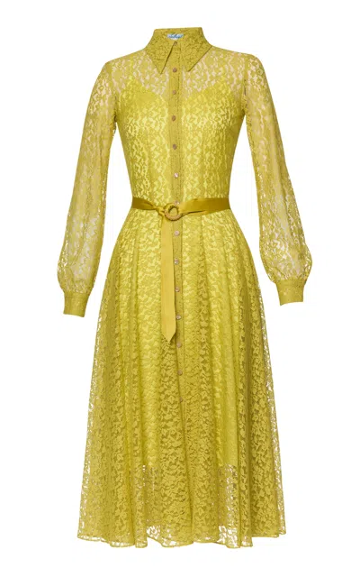 Lena Hoschek Estelle Belted Lace Midi Dress In Brown