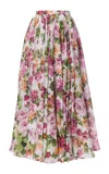 Lena Hoschek Firenze Cotton Pleated A-line Midi Skirt In Floral