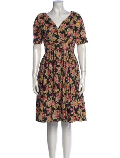 Pre-owned Lena Hoschek Floral Print Knee-length Dress In Multicolor