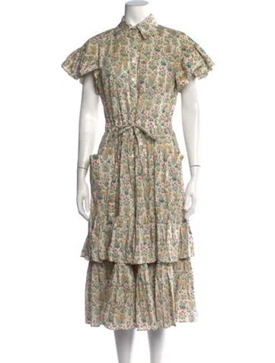 Pre-owned Lena Hoschek Floral Print Midi Length Dress In Multicolor