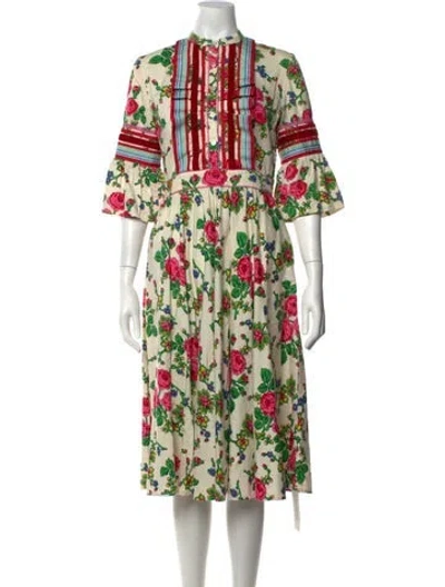 Pre-owned Lena Hoschek Floral Print Midi Length Dress In Multicolor