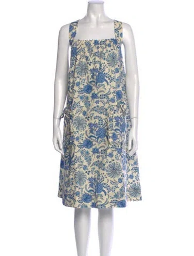 Pre-owned Lena Hoschek Floral Print Midi Length Dress In Neutral
