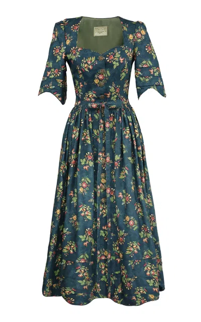 Lena Hoschek Franziska Cotton Midi Dress In Green