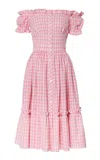 Lena Hoschek Frou Frou Cotton Off-the-shoulder A-line Midi Dress In Pink