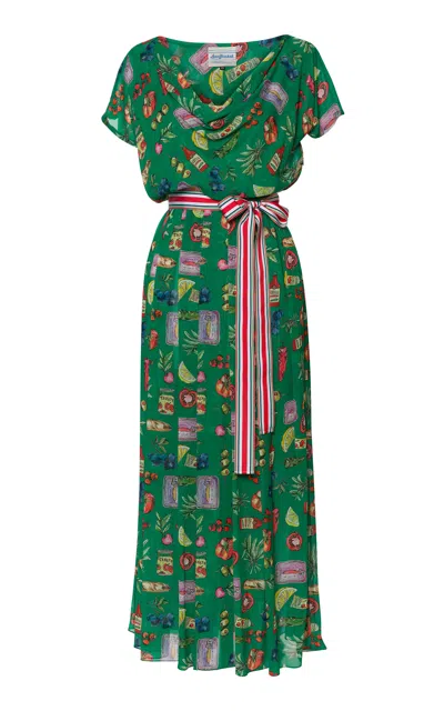 Lena Hoschek Gaia Printed Midi Dress In Green