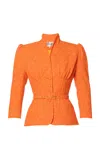 Lena Hoschek Genevieve Cotton Tie-detailed Jacket In Orange