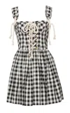 Lena Hoschek Giuseppina Lace-up Cotton Mini Dress In Multi