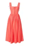Lena Hoschek Giuseppina Linen Corset Midi Dress In Coral