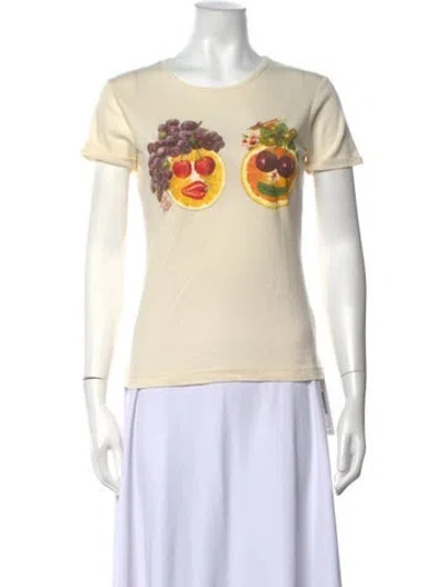 Pre-owned Lena Hoschek Graphic Print Crew Neck T-shirt In Neutrals