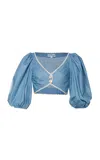Lena Hoschek Grazia Scalloped Cotton Blouse In Blue