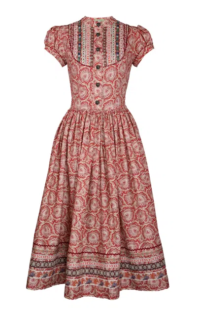 Lena Hoschek Gretl Cotton Midi Dress In Pink