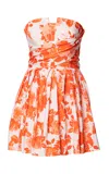 Lena Hoschek Heartthrob Cotton Corset A-line Bubble Mini Dress In Orange
