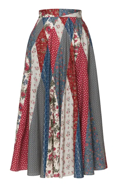 Lena Hoschek Heirloom Patchwork Cotton Midi Skirt In Multi
