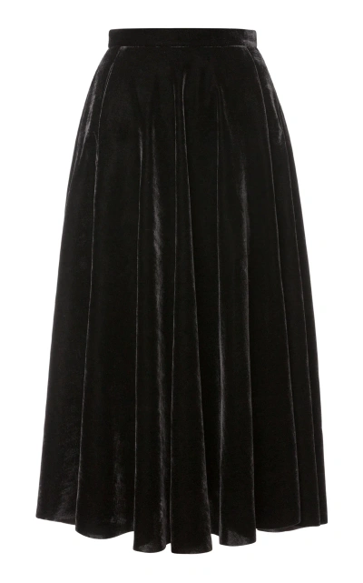 Lena Hoschek Heritage Velvet A-line Midi Skirt In Black
