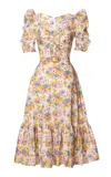 Lena Hoschek Inner Child Cotton Mutton Sleeve Midi Dress In Floral