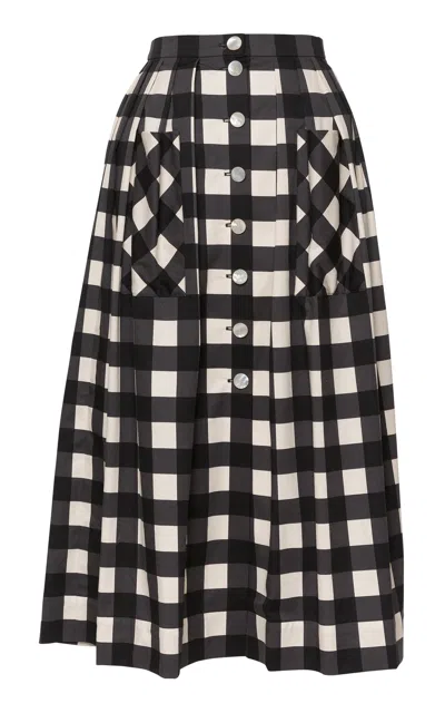 Lena Hoschek Juliette Checkered Stretch-cotton Midi Skirt In Multi