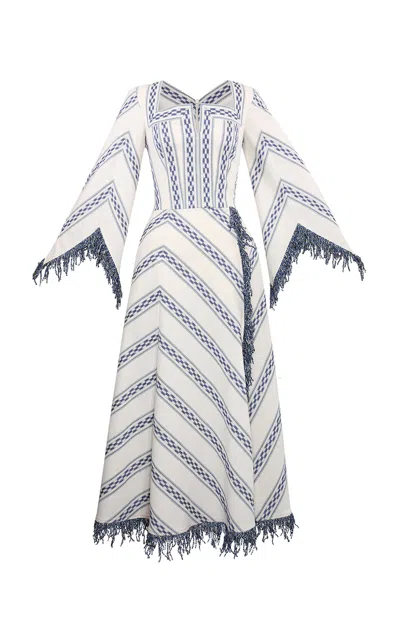 Lena Hoschek Kilim Cotton-blend Midi Dress In White