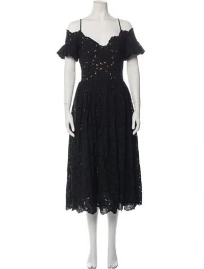 Pre-owned Lena Hoschek Lace Pattern Midi Length Dress W/ Tags In Black