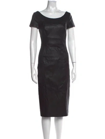 Pre-owned Lena Hoschek Lamb Leather Knee-length Dress W/ Tags In Black