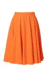 Lena Hoschek Lillian Cotton Pleated A-line Midi Skirt In Orange