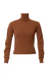 Lena Hoschek Lord Turtleneck Wool Top In Brown