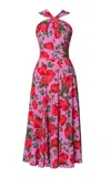 Lena Hoschek Lovefool Satin Halterneck Midi Dress In Pink