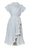Lena Hoschek Luisa Striped Cotton Dress In Blue