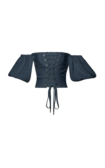 Lena Hoschek Maddalena Cotton Corset In Navy