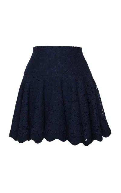 Lena Hoschek Marchesa Lace Cotton-blend Mini Skirt In Blue