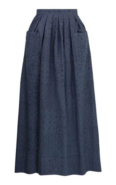 Lena Hoschek Masha Cotton Midi Skirt In Blue