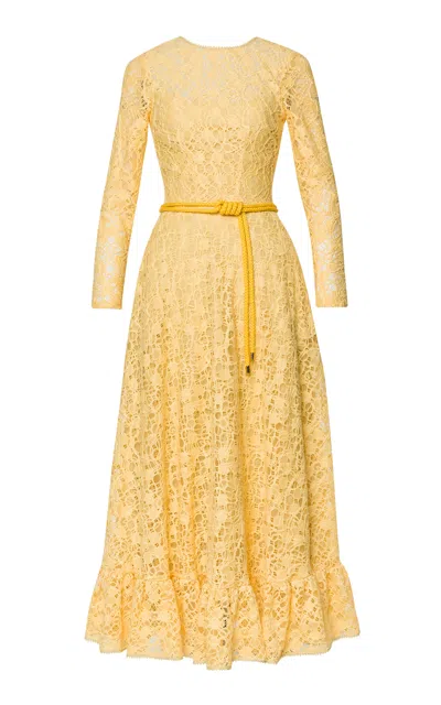 Lena Hoschek Miley Lace Midi Dress In Yellow