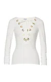 Lena Hoschek Naughtical Lace-up Top In White