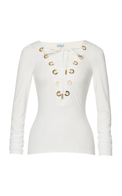 Lena Hoschek Naughtical Lace-up Top In White