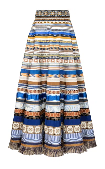 Lena Hoschek Opulence Ribbon Cotton-blend Maxi Skirt In Multi