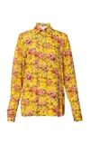 Lena Hoschek Palazzo Satin Button-up Top In Floral