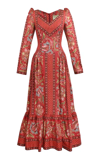 Lena Hoschek Paysanne Cotton Midi Dress In Brown