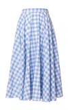Lena Hoschek Penelope Cotton Plaid A-line Midi Skirt In Light Blue