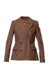 Lena Hoschek Philander Double-breasted Wool Jacket In Brown