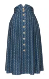 Lena Hoschek Philomena Patterned Cotton Midi Skirt In Blue