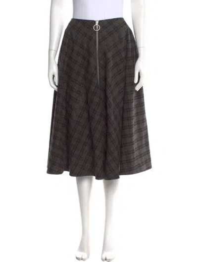 Pre-owned Lena Hoschek Plaid Print Midi Length Skirt In Brown